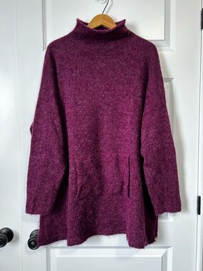 Peruvian Connection Balie Tunic Alpaca Plum Mock Neck Knit Tunic XXL